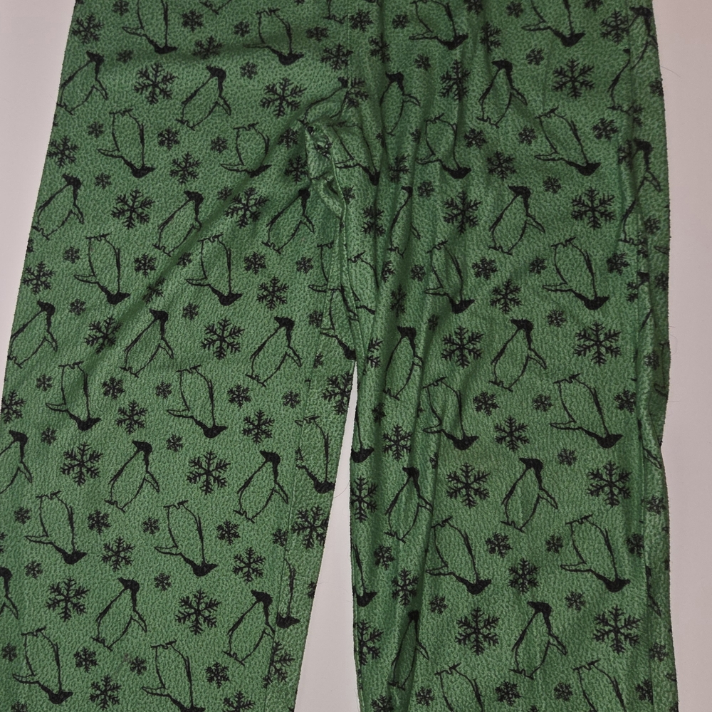 Green Pajama Pants with Penguin Print